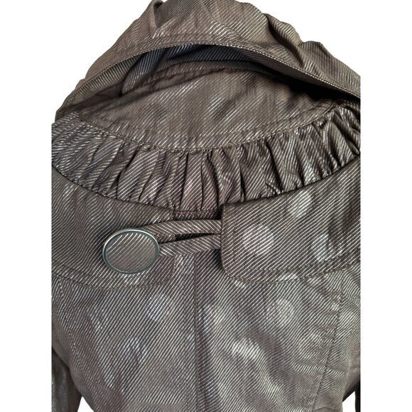 Nicola Bertti Jacket Size Small Metallic Brown Dotted Belted Missing Button NEW - Picture 9 of 11